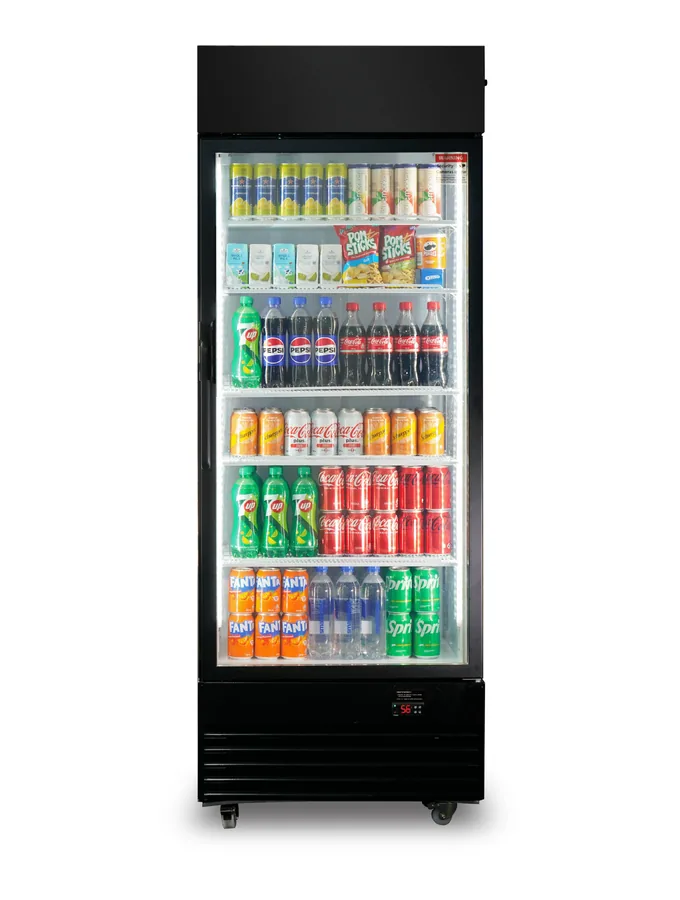 Healthy vending cooler stocked with drinks, bars and better-for-you snacks